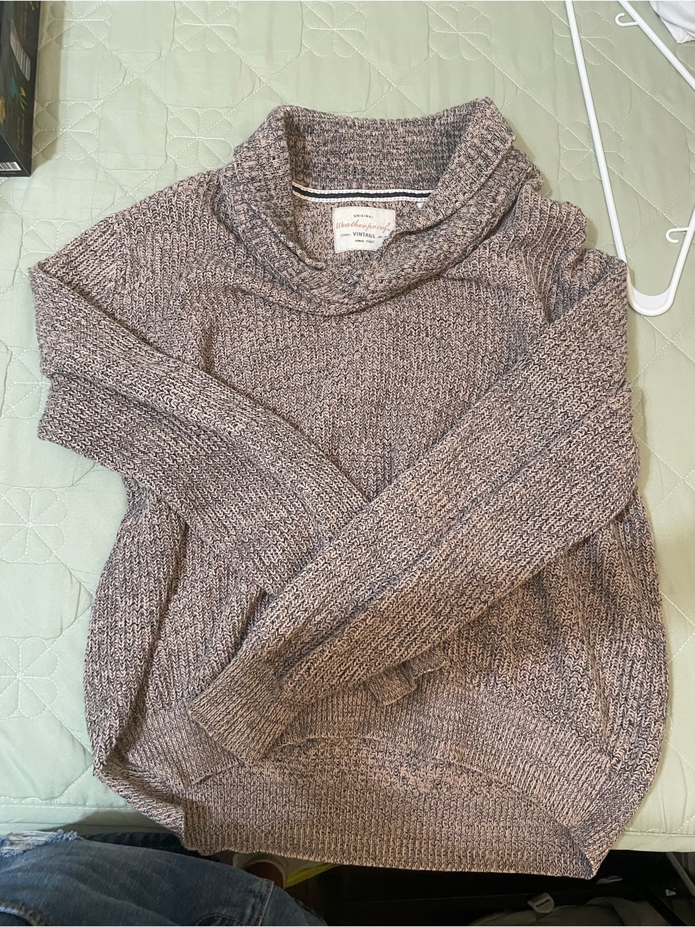 Weatherproof Women's Marled Taupe Cowl Neck Sweater